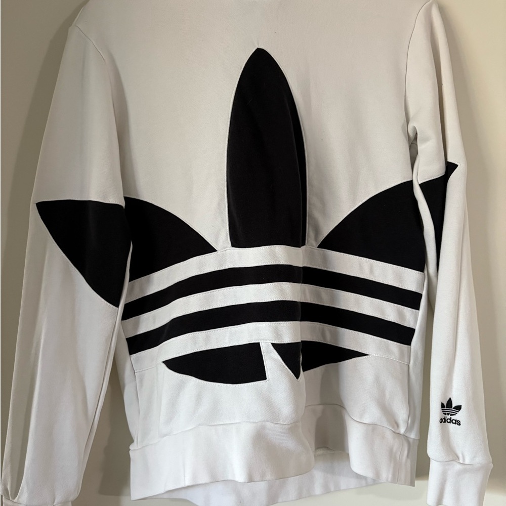 Adidas Boys White and Black Sweater